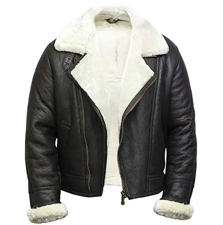 Men's B3 Bomber Jacket: Genuine Leather, Faux Shearling Lined, WWII Aviator Style