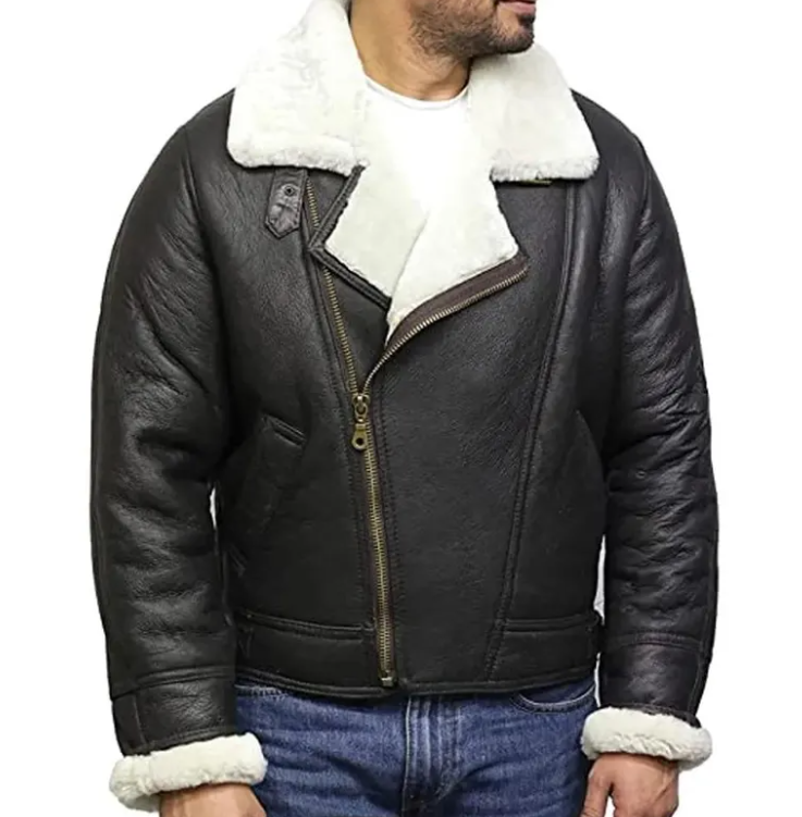Men's B3 Bomber Jacket: Genuine Leather, Faux Shearling Lined, WWII Aviator Style