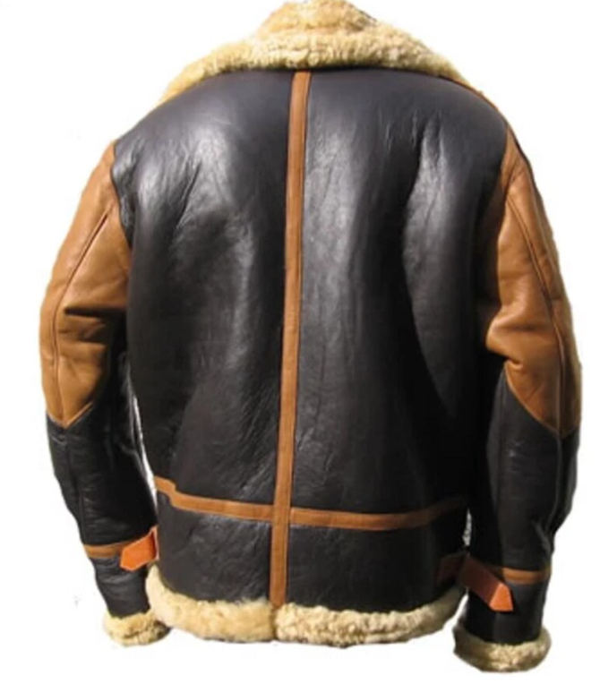 Custom Men's Ginger B3 Aviator Bomber Jacket - Dark Brown & Tan Real Sheepskin Leather Pilot Coat (Best Gift for Him)