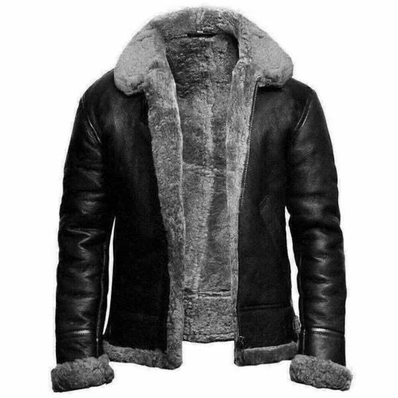 Men's RAF B3 Bomber Aviator Real Leather Jacket – Sheepskin Pilot Flying Coat