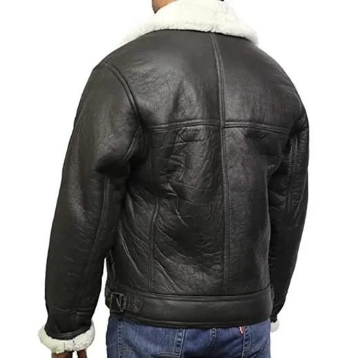 Men's B3 Bomber Jacket: Genuine Leather, Faux Shearling Lined, WWII Aviator Style