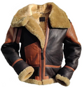 Custom Men's Ginger B3 Aviator Bomber Jacket - Dark Brown & Tan Real Sheepskin Leather Pilot Coat (Best Gift for Him)