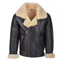Mens B3 RAF Aviator Pilot Flying Bomber Real Genuine Leather Jacket Faux Fur